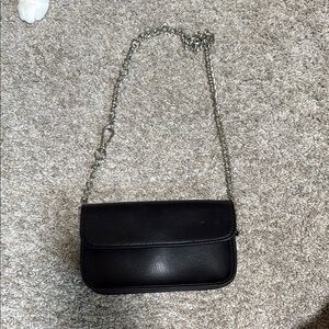 Black Leather Chain Shoulder Bag